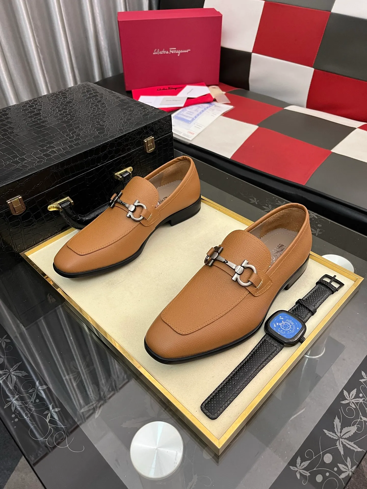 Men's shoes 💰600⌚️⌚️[Salvatore Ferragamo] Ferragamo business leather shoes, 1:1 top purchasing quality, imported selected original calfskin for the uppers, imported original soft water-dyed cowhide for the inner feet, imported original customized Italian handmade lightweight foam outsole, size: 39-44 5️⃣ options available
